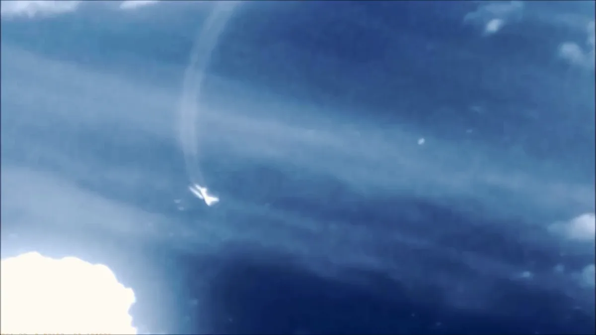 Satellite video frame above the clouds